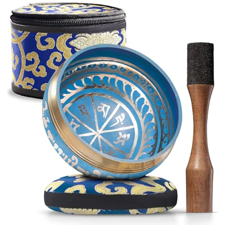 Silent Mind Klangschale Ø10 cm Bronze, handgefertigtes Komplett-Set mit Kissen und Klöppel, klarer stabiler Klang für Meditation und Achtsamkeit – Bild 1