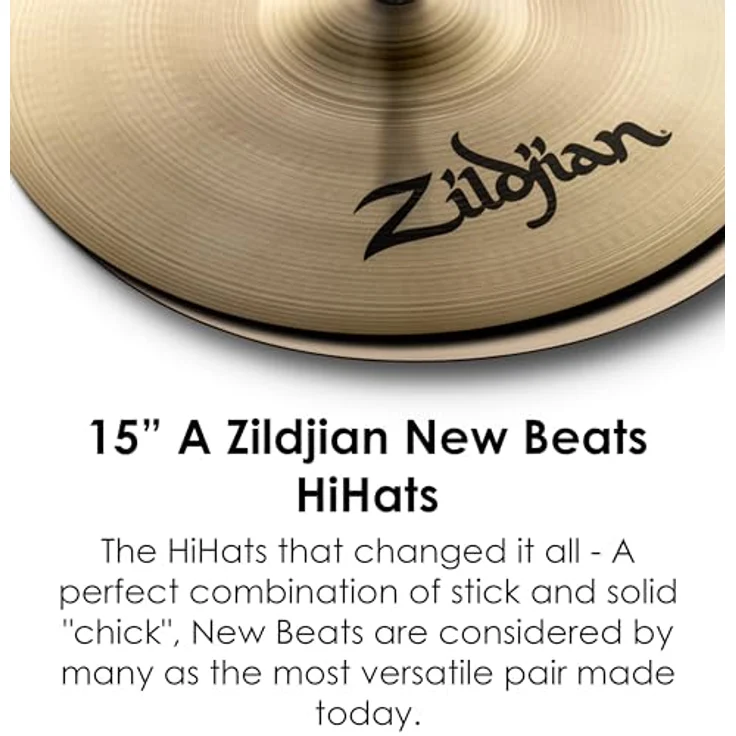 Zildjian A' NewBeat HiHat 15", Traditional Finish, ausgewogene Klangqualität für Schlagzeugbecken – Bild 4