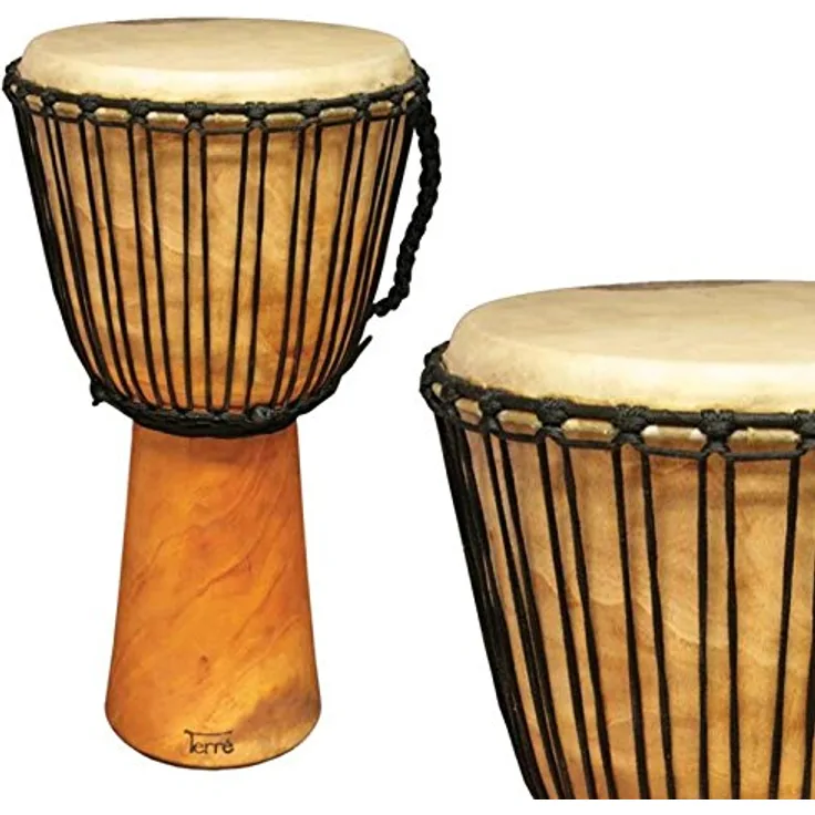 Terré Terre Djembe geölt 60 cm, Mahagoni mit Ziegenhaut und Nylonschnüren