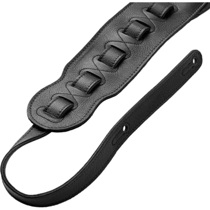 Levys MSS2-4-BLK, Leder Gitarrengurt mit Längenverstellung von 94 cm bis 130 cm, schwarz, gepolstert mit Schaumstoff – Bild 7