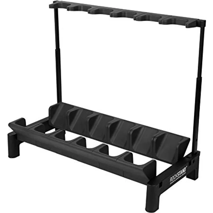 Rockstand RS 20866 6 E-Guitar Stand, Mehrfach-Gitarrenständer für bis zu 6 E-Gitarren oder E-Bässe, klappbar, schwarz mit anthrazitfarbenen Softpads
