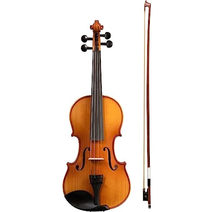 CASCHA 1/2 Violine, vollmassive Geige im Set mit Hardcase, Bogen, Kolophonium und Ersatz-Saiten für Anfänger – Bild 4
