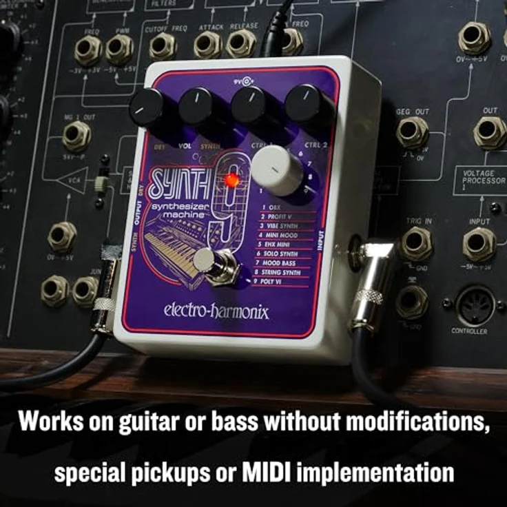Electro Harmonix Synth9 Synthesizer Machine, Gitarren Effekt Pedal mit 9 Vintage Synth Klängen, inkl. EHX 9.6VDC-200mA Netzteil – Bild 4