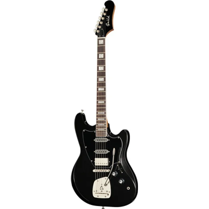 Guild Surfliner Deluxe BM, E-Gitarre mit Offset Body, Pappel Korpus, Premium gerösteter Ahorn Hals, Palisander Griffbrett, HSS Tonabnehmer, Black Metallic Finish