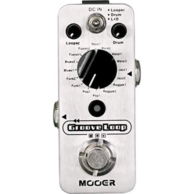 Mooer Groove Loop, Drum Machine / Looper Effekt Pedal mit 8 Genres und 20 Minuten Aufnahmezeit, Metallgehäuse
