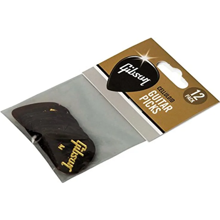 Gibson Tortoise Picks Medium 12er Set, klassische Teardrop Form, Stärke: Medium