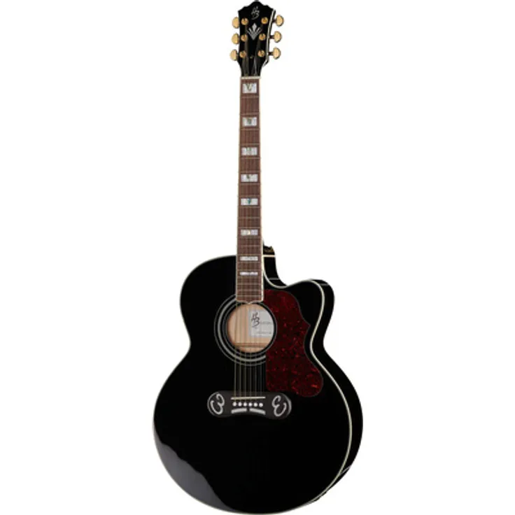 Harley Benton HB Custom Line King-CE BK, Jumbo Cutaway Westerngitarre mit massiver Fichtendecke, Ahornkorpus, Fishman Presys-II Pickup-System, schwarz hochglanz