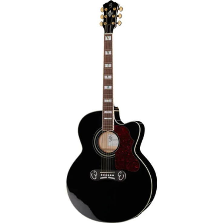 Harley Benton HB Custom Line King-CE BK, Jumbo Cutaway Westerngitarre mit massiver Fichtendecke, Ahornkorpus, Fishman Presys-II Pickup-System, schwarz hochglanz