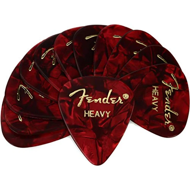 Fender 351 Shape Premium Plektren, 12 Stück für E-Gitarre, Akustikgitarre, Mandoline und Bass - Heavy Rot (Moto) – Bild 1