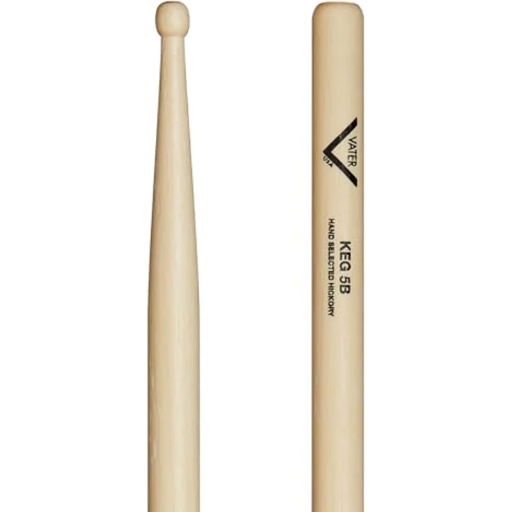 Vater Hickory 5B Keg Wood, Drumsticks aus American Hickory mit fassförmigem Kopf, Länge 16" (40,64 cm), Durchmesser 0,605" (1,54 cm) – Bild 1