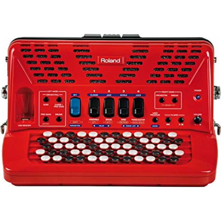 Roland FR-1XB RD, Akkordeon mit 62 anschlagdynamischen Knöpfen, 128-stimmig polyphon, USB Anschluss, rot – Bild 2