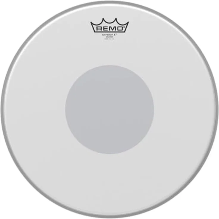 Remo 14" Emperor X Coated Dot, Schlagzeugfell für Snare, doppelschichtig, weiß aufgerauht mit schwarzem Punkt, ideal für Rock und Hard-Rock – Bild 2