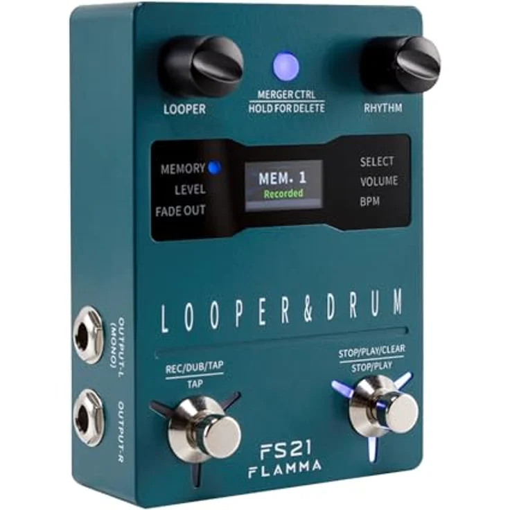 Flamma FS21 Looper/Drum Machine, 44.1kHz 24bit, 4 Minuten Aufnahmezeit pro Spur, 40 Preset-Slots, 100 Drum-Grooves, USB-Import/Export – Bild 1