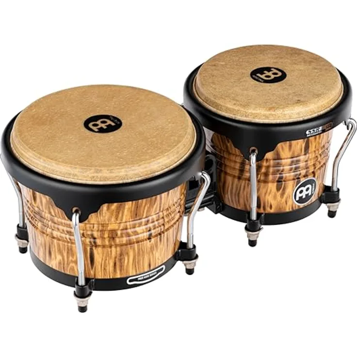 Meinl FWB190LB Marathon Designer Bongos, Leopard Burl, 6 3/4" Macho und 8" Hembra, Gummibaum, handselektierte Büffelfelle, Free Ride System