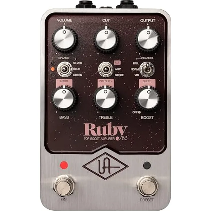 Universal Audio UAFX Ruby '63 Top Boost Amplifier, Overdrive-Pedal mit authentischem 60er Jahre Röhrencombo-Sound, Dual-Engine und anpassbarer UAFX Mobile App