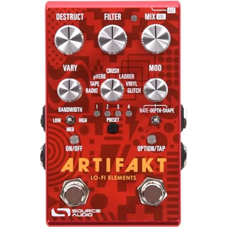 Source Audio SA 280 Artifakt Lo-fi Elements, Effektpedal mit 7 effektiven Lo-Fi-Effekten, MIDI-Steuerung und USB Typ-C Anschluss