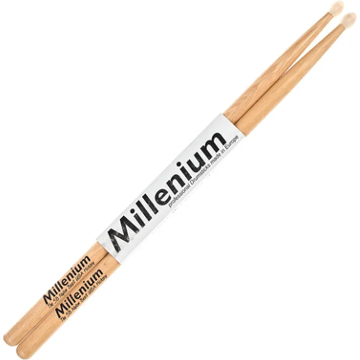 Millenium H5BN Hickory Sticks, American Hickory Drumsticks mit Nylon Kopf, 408 mm Länge, 15 mm Griff Durchmesser