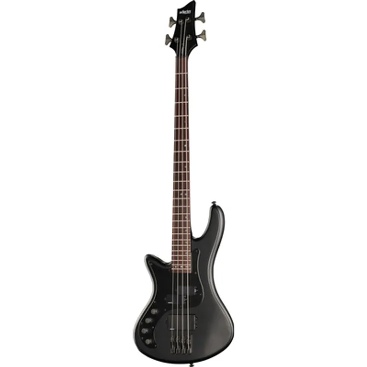 Schecter Stiletto Stealth-4 LH SB, E-Bass für Linkshänder, 4-saitig, Korpus aus Linde, Hals aus Ahorn, Satin Black