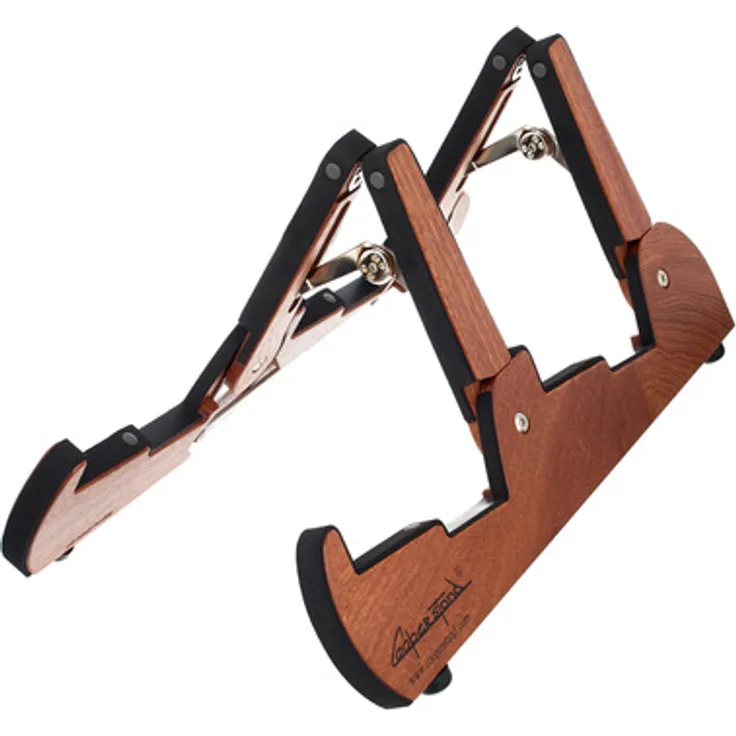 Cooperstand Pro-Tandem Sapele Double Stand, klappbarer Doppel-Instrumentenständer aus Sapele für zwei Akustikgitarren oder E-Gitarren bis 127 mm Dicke, inkl. Tasche
