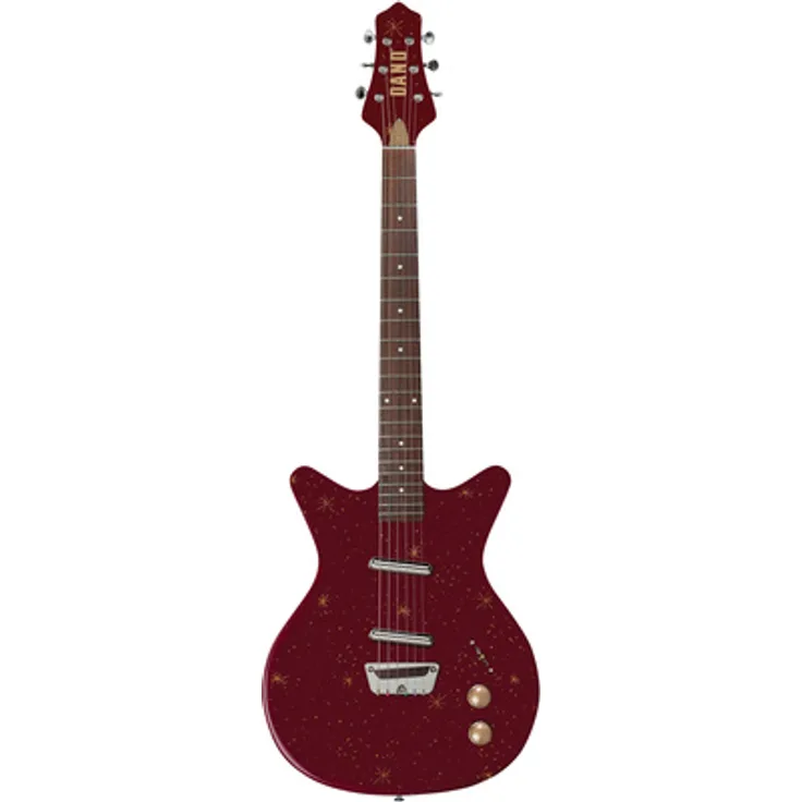 Danelectro Golden 1950's Maroon, E-Gitarre mit semi-hollow Korpus, 2 Lipstick Single Coils, Ahornhals, Maroon