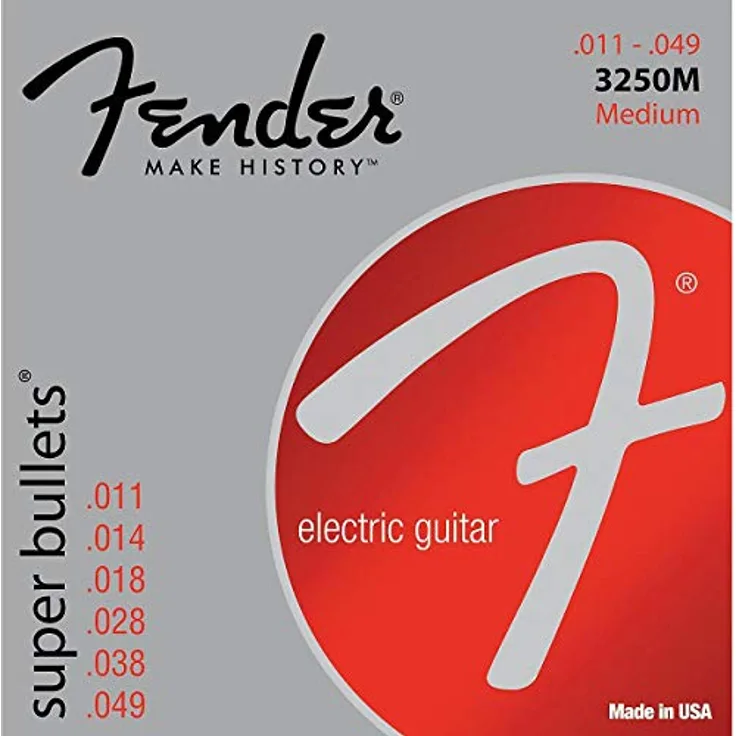 Fender Super Bullet® Gitarrensaiten, Nickel-plattierter Stahl, Bullet-End, 3250M .011-.049, 6er Set