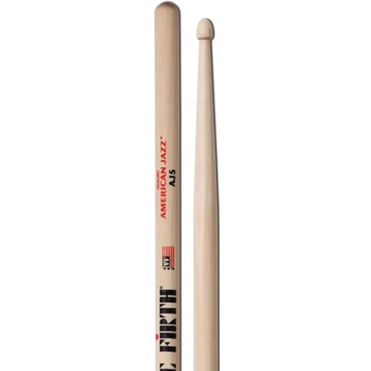 Vic Firth AJ5 American Jazz, Drumsticks aus Hickory mit kleinem Holz-Kopf, dünnster Stock im Programm, 406mm Länge, 12,5mm Durchmesser – Bild 1