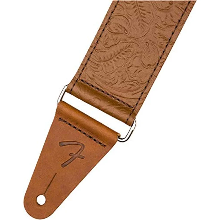 Fender Tooled Leather Guitar Strap BR, Gitarrengurt aus Leder mit geprägtem Blumenmuster, einstellbar von 106 cm bis 132 cm, braun – Bild 3