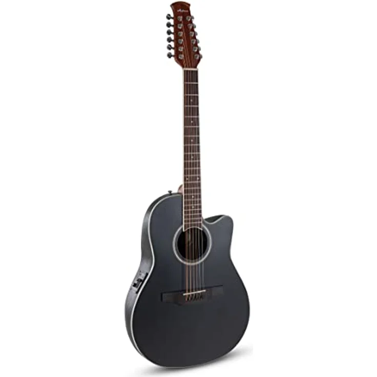 Applause E-Akustikgitarre Traditional AB2412 Mid Cutaway 12-string, Black Satin, Fichtendecke, AP3TP Preamp mit 3-Band EQ, Lyrachord Roundback Korpus – Bild 1