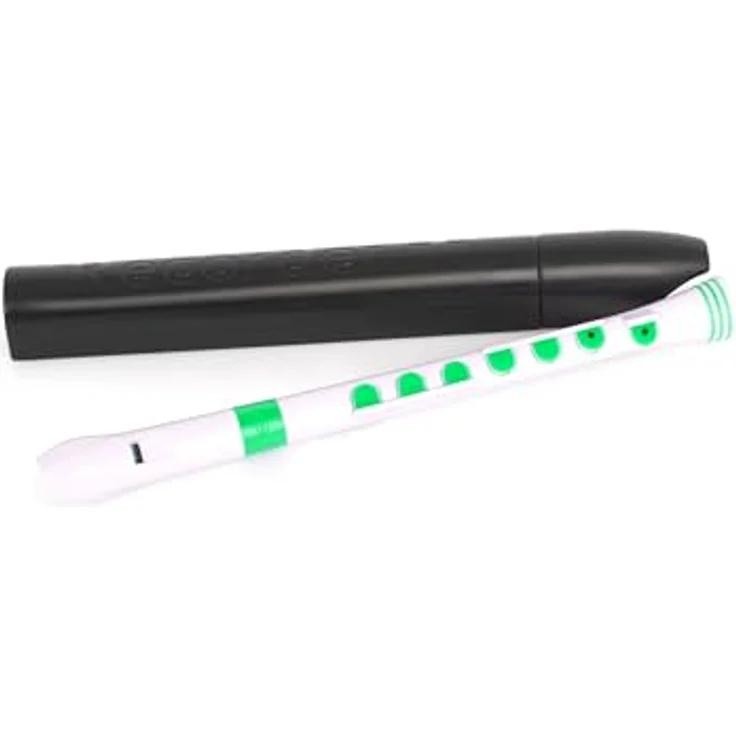 Nuvo Recorder+ Baroque White-Green, Sopranblockflöte in C mit Silikonklappen und abnehmbaren Farbringen – Bild 2
