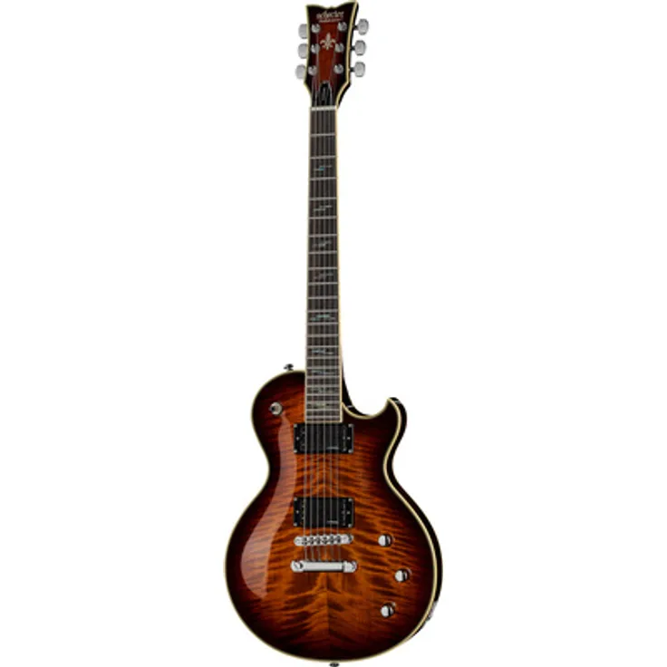 Schecter Solo-II Supreme, E-Gitarre in Cat's Eye Black Burst, Mahagoni Korpus, geflammte Ahorn Decke, Lundgren Black Heaven Tonabnehmer, 3-tlg. Mahagoni Hals