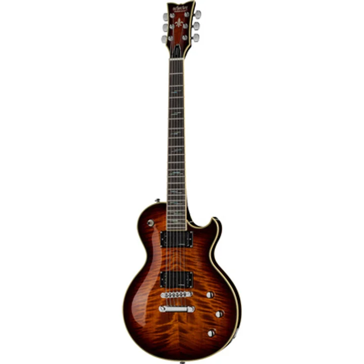 Schecter Solo-II Supreme, E-Gitarre in Cat's Eye Black Burst, Mahagoni Korpus, geflammte Ahorn Decke, Lundgren Black Heaven Tonabnehmer, 3-tlg. Mahagoni Hals