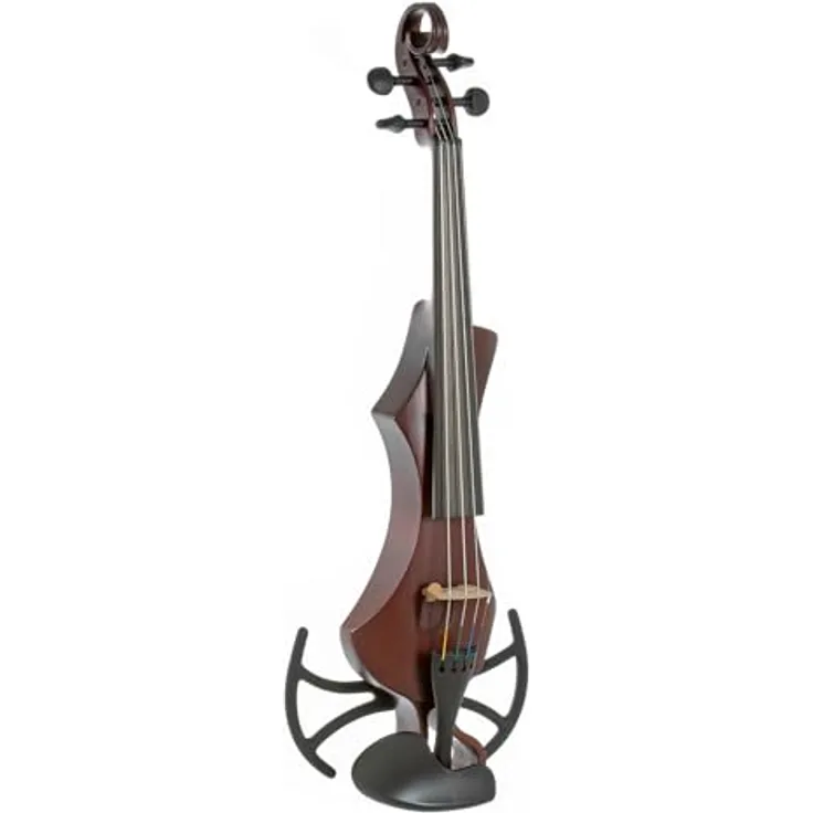GEWA E-Violine Novita 3.0, elektronische Violine mit Universaladapter für Schulterstützen, 4-saitig, rotbraun, hochwertige Komponenten und präziser Klangqualität