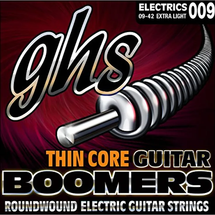 GHS Thin Core Boomers TC-GBXL, E-Gitarrensaiten Satz, Extra Light .009-.042, vernickelter Stahl, Roundwound