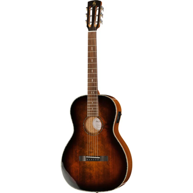Harley Benton CLP-12SM BRS Solid Top LH, Parlor Westerngitarre mit massiver Sitka Fichte, Mahagoni Korpus, Brown Burst