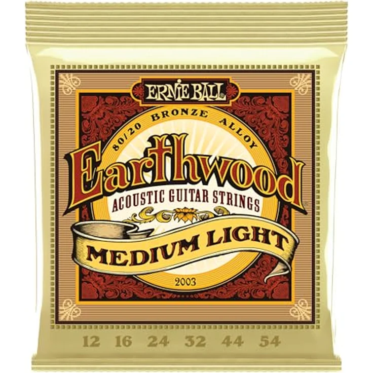 Ernie Ball 2003 Earthwood Bronze, Gitarrensaiten Set für Westerngitarre, 012-054, obertonreicher Ton aus 80% Kupfer und 20% Zink – Bild 1