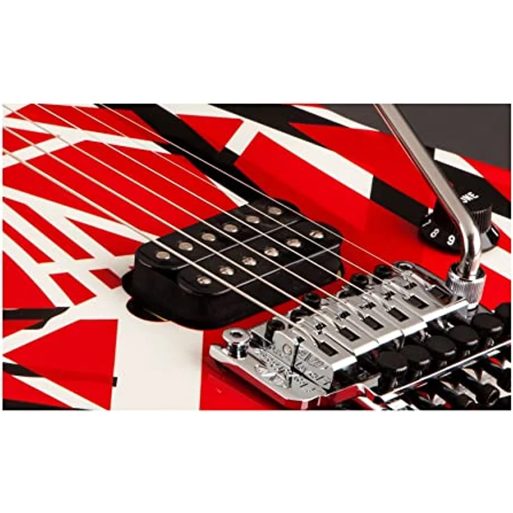 Evh Stripe Red, E-Gitarre mit Linde Korpus, Ahorn Hals, 22 Jumbo Bünden, Floyd Rose Tremolo, Rot mit schwarzen und weißen Streifen – Bild 5