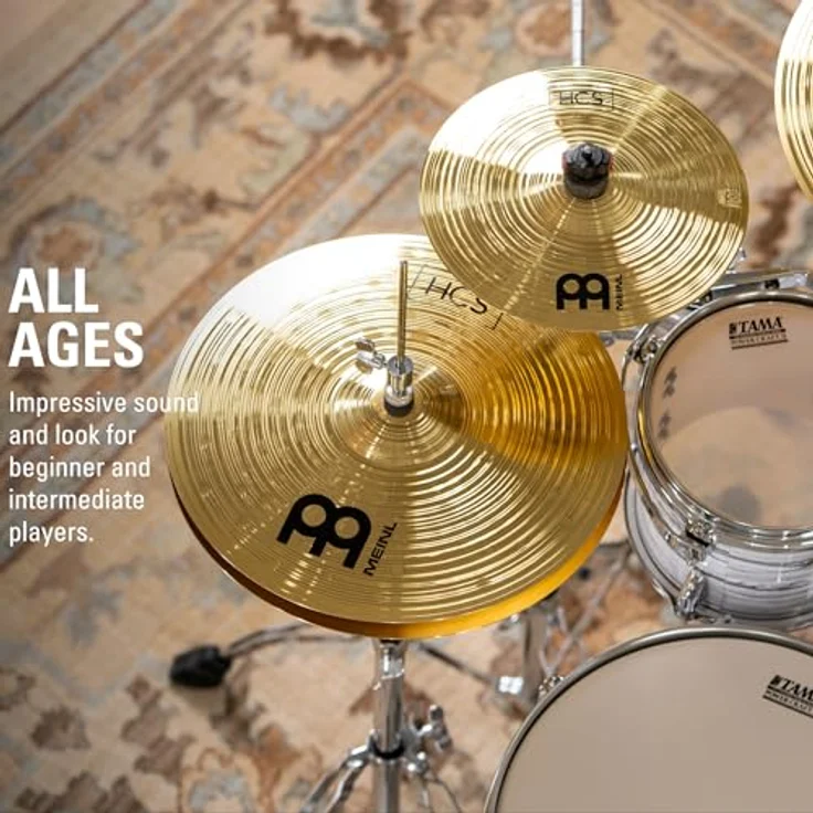 Meinl Cymbals HCS Hihat 14 Zoll Schlagzeug Becken Paar, Messing mit traditionellem Finish für Anfänger – Bild 5