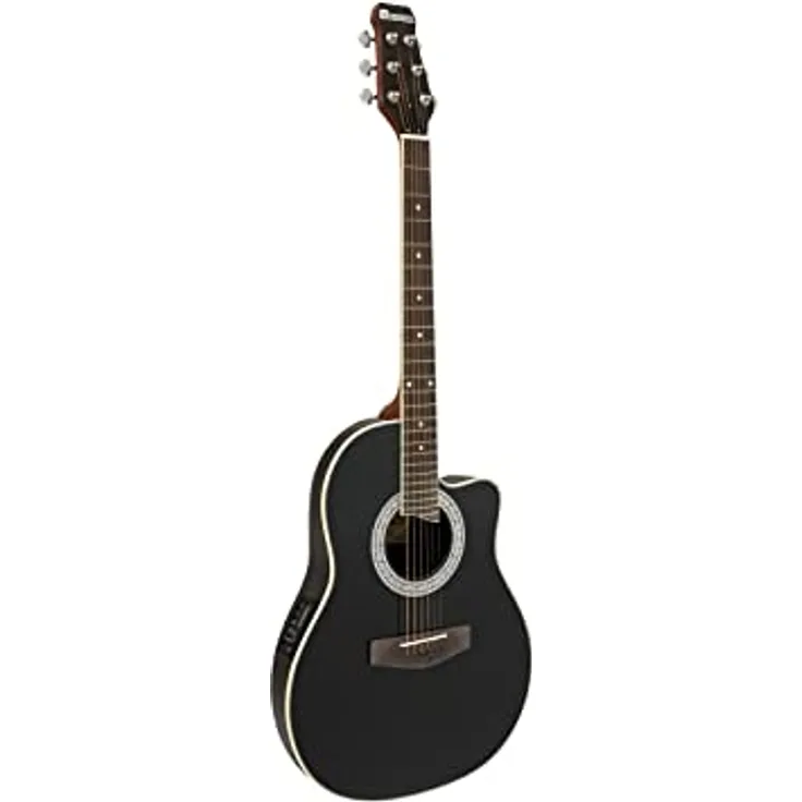 DIMAVERY RB-300 Rounded Back, Akustische Gitarre in schwarz mit Piezo-Tonabnehmer und 3-Band-Equalizer
