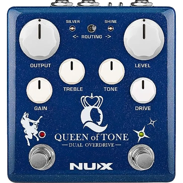 Nux Queen of Tone Overdrive, Effektpedal für E-Gitarre mit True/Buffered Bypass und 6 Reglern