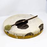 Terre Shaman Drum Goat Skin 40cm, runde Schamanentrommel aus Ziegenhaut mit Mahagoni-Rahmen, dunkler Klang, inklusive Schlägel