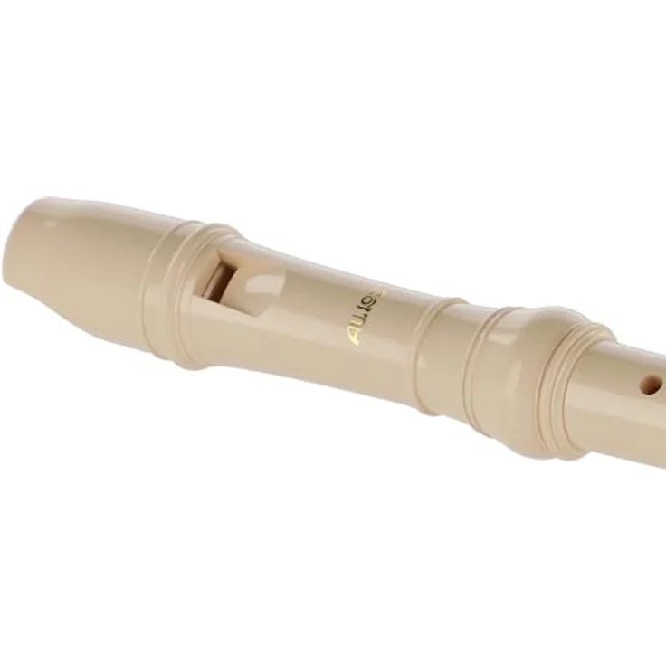 Aulos 302B Elite Soprano Recorder, Blockflöte mit deutscher Griffweise, Doppelloch, gebogenem Windkanal, aus synthetischem Kunstharz, farbe: Elfenbein, inkl. Tasche und Wischerstab – Bild 2