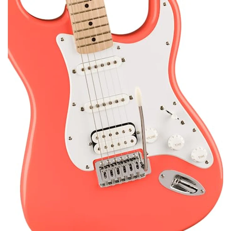 Fender Squier Stratocaster HSS MN, E-Gitarre in Tahitian Coral mit hochwertiger Verarbeitung – Bild 3