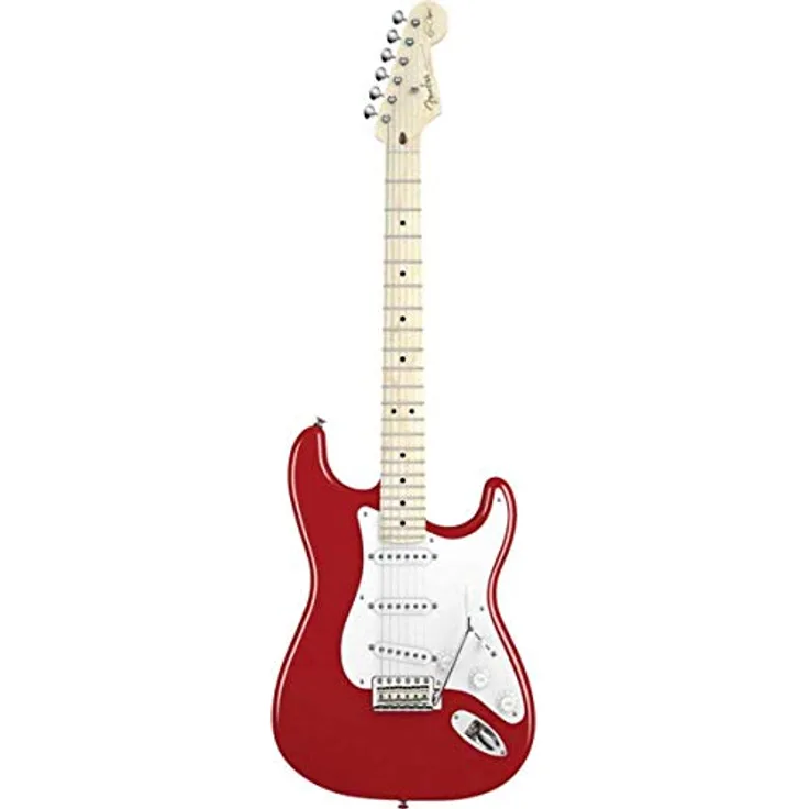 Fender Eric Clapton Stratocaster, E-Gitarre mit Ahorn-Griffbrett, Olympic White-P, Vollgröße, Torino Red