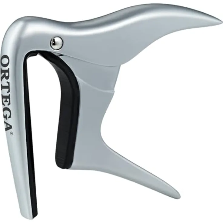 Ortega OCAPO-CR, Kapodaster für klassische Gitarren bis 52 mm Sattelbreite, gummierte Auflage, Farbe: Chrom