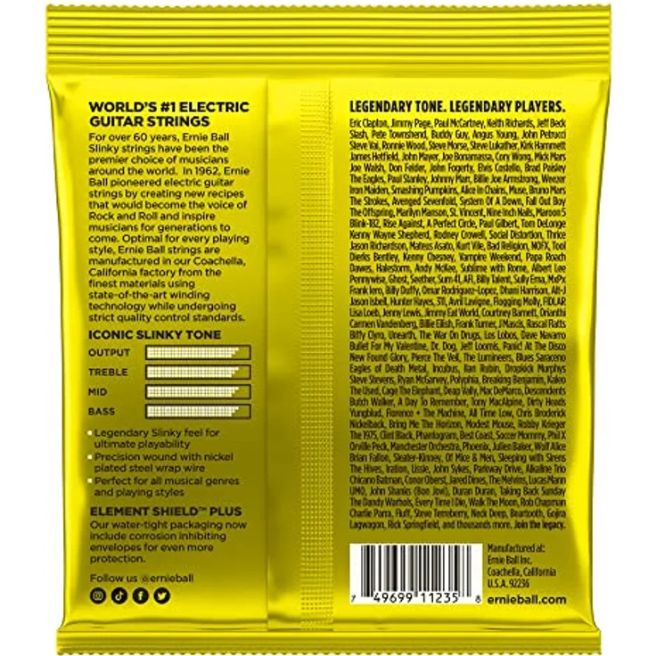 Ernie Ball Beefy Slinky Nickel Wound E-Gitarrensaiten, 3er-Pack, Stärke 11-54, heller ausgewogener Ton, hergestellt in Kalifornien, USA – Bild 2