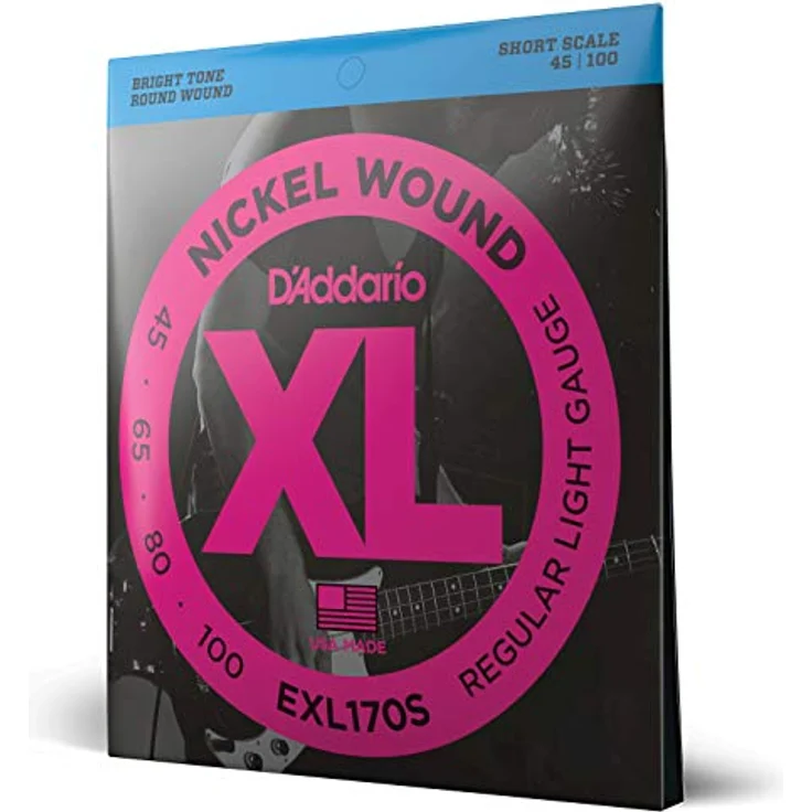 D'Addario EXL170S, Nickelumwickelte Bassgitarrensaiten, Light, 45-100, Short Scale, 4er-Satz – Bild 1