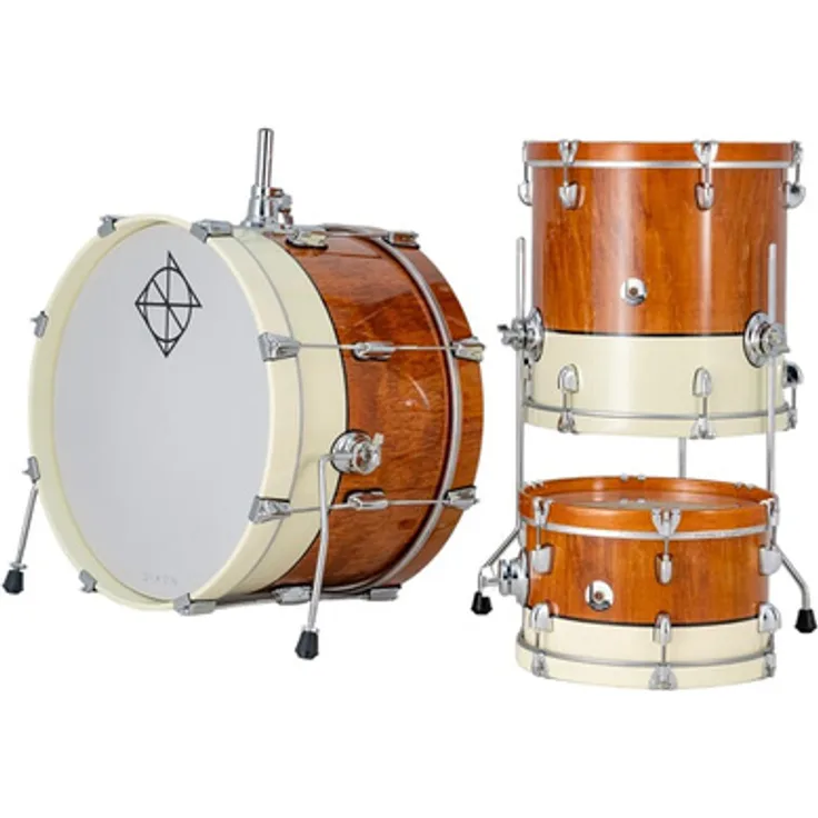 Dixon Little Roomer 3pc Set Select, Schlagzeugset mit 7-lagigen Mahagoni Kesseln, Natural with Pearl White Finish, 20"x12" Bass Drum, inkl. Drummer Pouch