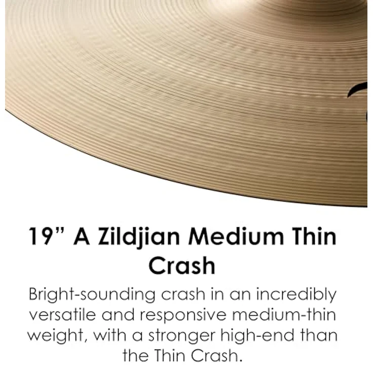Zildjian 19" A-Series Medium Thin Crash, Schlagzeugbecken mit hellem Klang und starkem Sustain, Regular Ausführung – Bild 3