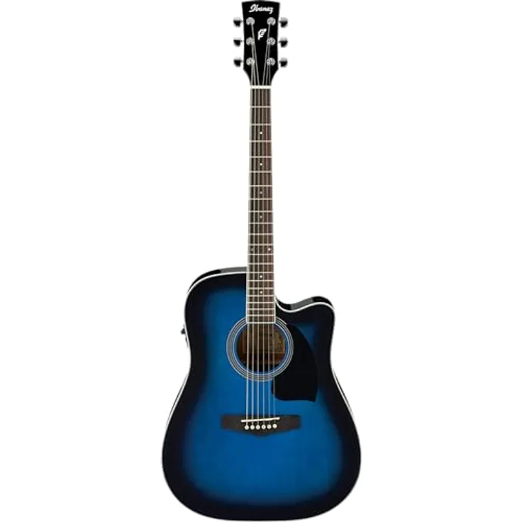 Ibanez Performance Series PF15ECE-TBS, Full Size Elektro-Akustikgitarre mit Nyatohkorpus und Fichtendecke, Cutaway, Trans Blue Burst