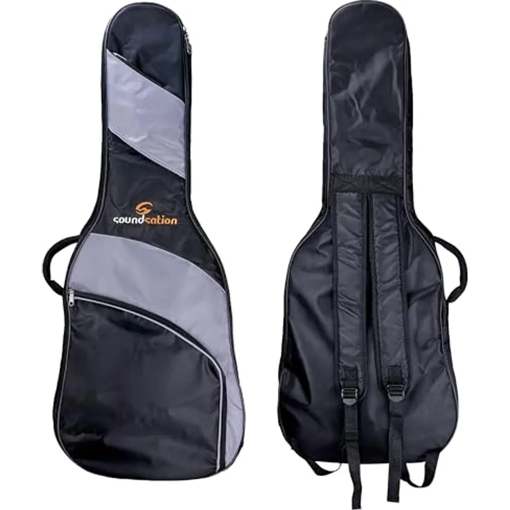 Soundsation PGB-5CG34 3/4 Größe Konzertgitarren Gig Bag, 5mm Polsterung, verstellbare Schultergurte, große Front- und Deckeltasche, schwarz/grau